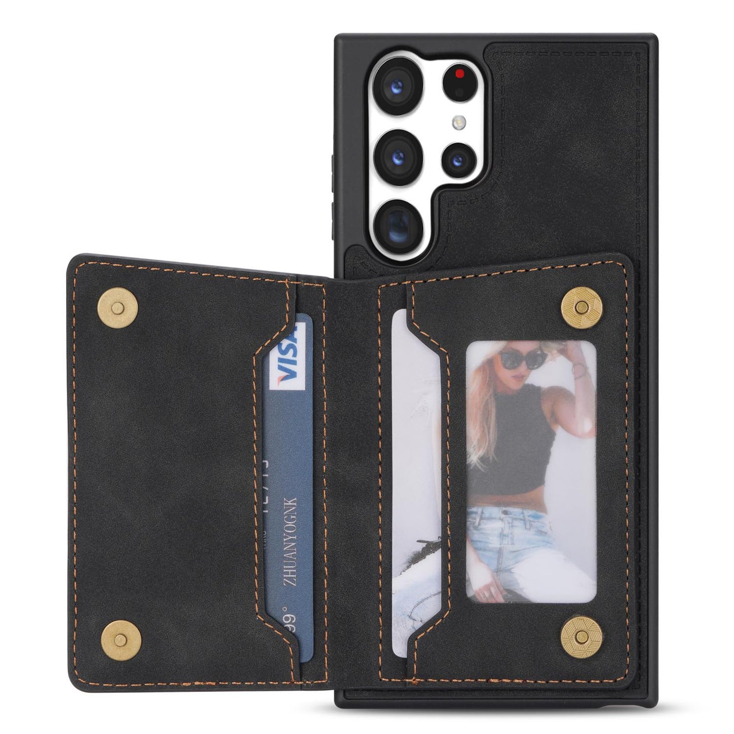 For Galaxy S25 S24 Wallet Case with Card Holder, Slim Leather Shockproof Protective Cover - Xtctk Series