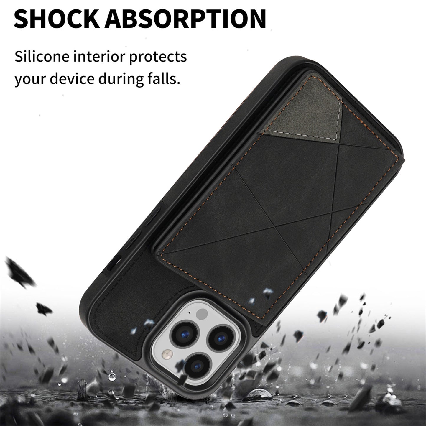 For iPhone 16e 15 Pro Max Wallet Case with Card Holder, Slim Leather Shockproof Protective Cover - Xtctk Series