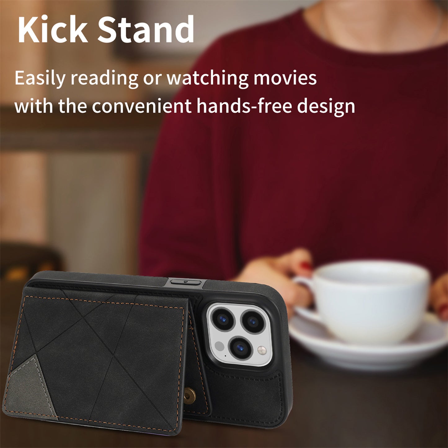 For iPhone 16e 15 Pro Max Wallet Case with Card Holder, Slim Leather Shockproof Protective Cover - Xtctk Series