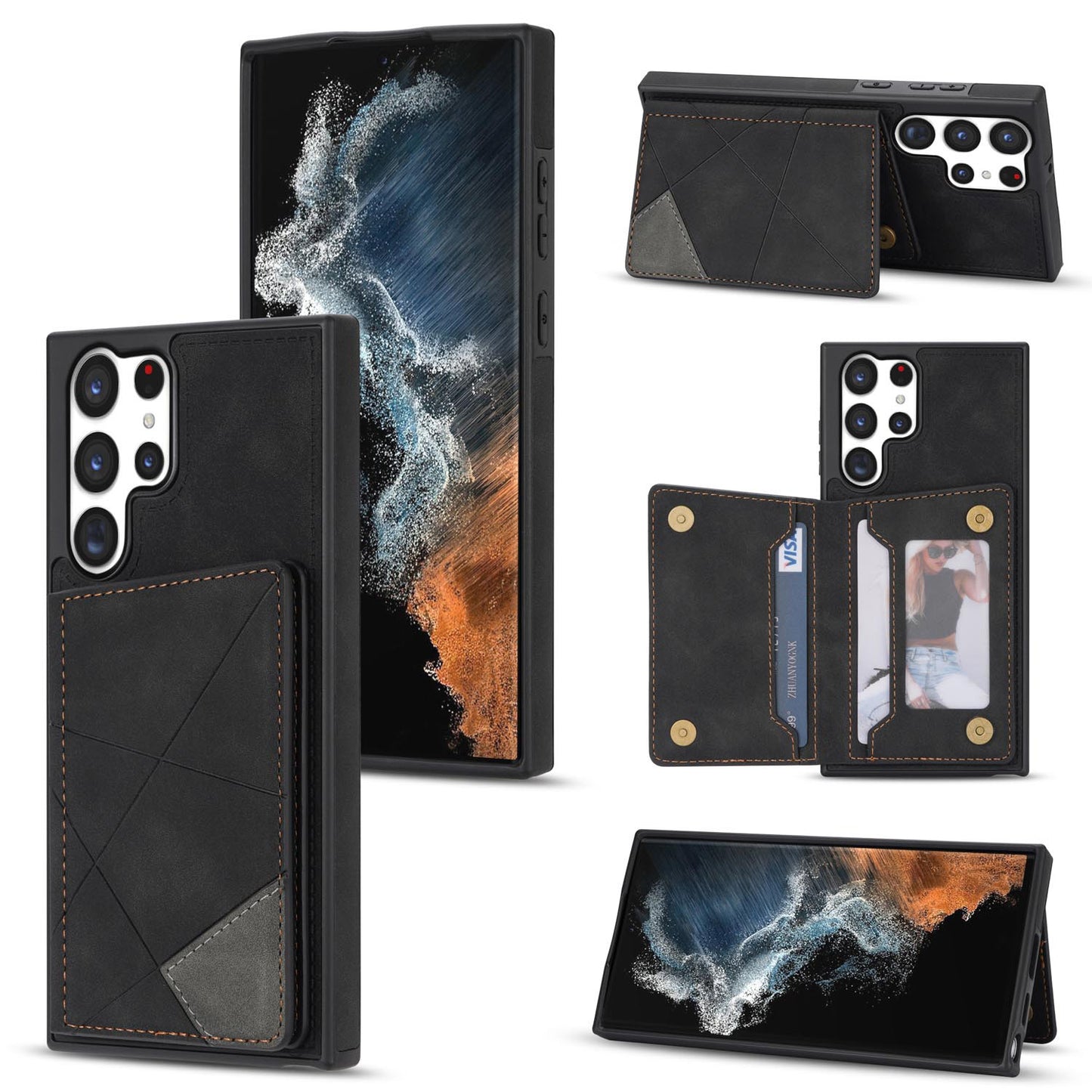 For Galaxy S25 S24 Wallet Case with Card Holder, Slim Leather Shockproof Protective Cover - Xtctk Series