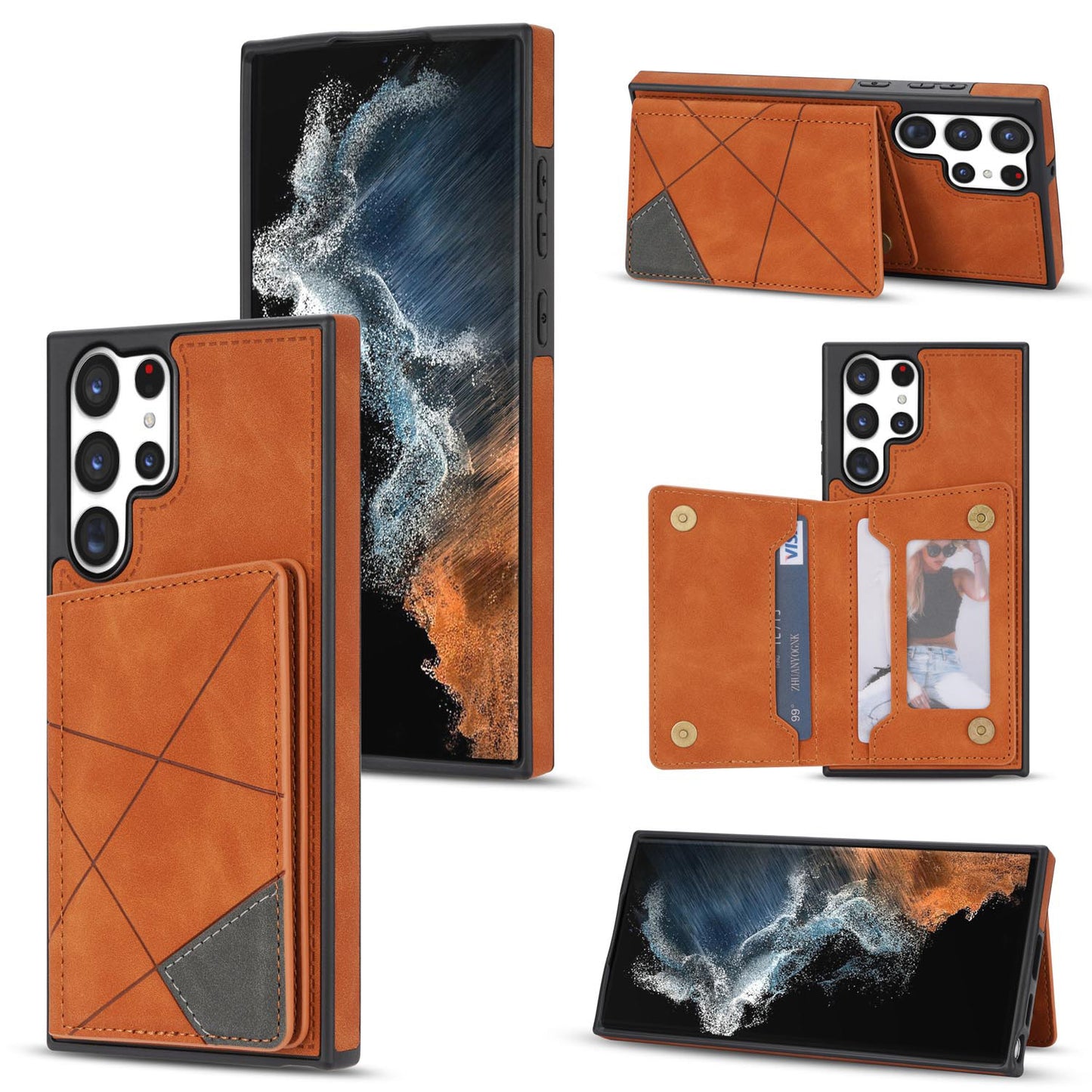 For Galaxy S25 S24 Wallet Case with Card Holder, Slim Leather Shockproof Protective Cover - Xtctk Series