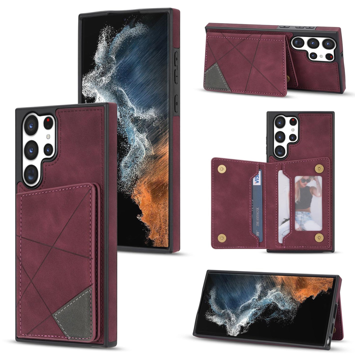 For Galaxy S25 S24 Wallet Case with Card Holder, Slim Leather Shockproof Protective Cover - Xtctk Series