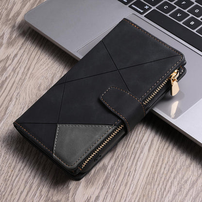 For Galaxy S25 Edge S24 Wallet Case with Card Holder and Magnetic Closure, PU Leather Zipper Flip Folio Cover - Xtpjdk Series