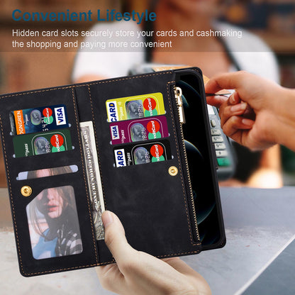 For Galaxy S25 Edge S24 Wallet Case with Card Holder and Magnetic Closure, PU Leather Zipper Flip Folio Cover - Xtpjdk Series