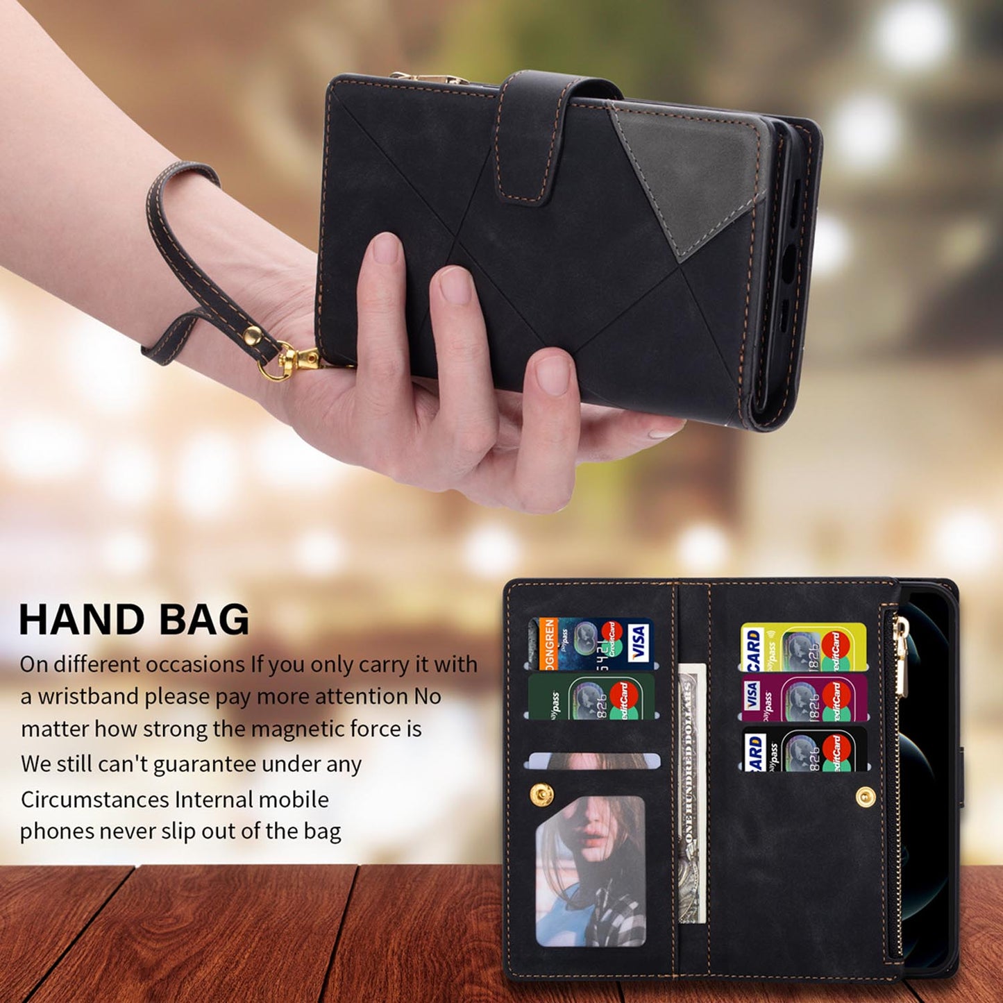 For Galaxy S25 Edge S24 Wallet Case with Card Holder and Magnetic Closure, PU Leather Zipper Flip Folio Cover - Xtpjdk Series