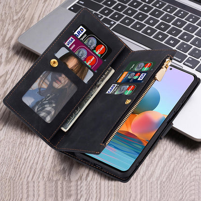For Galaxy S25 Edge S24 Wallet Case with Card Holder and Magnetic Closure, PU Leather Zipper Flip Folio Cover - Xtpjdk Series