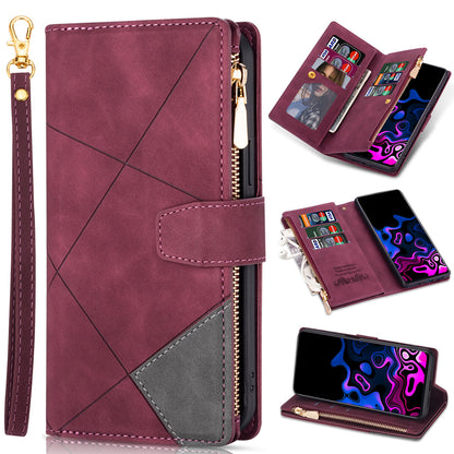 For Galaxy S25 Edge S24 Wallet Case with Card Holder and Magnetic Closure, PU Leather Zipper Flip Folio Cover - Xtpjdk Series