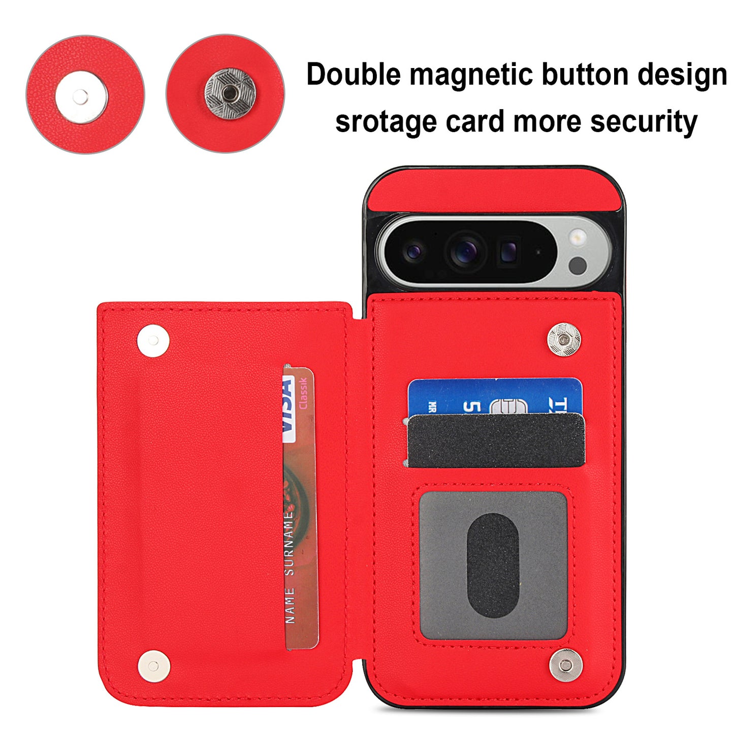 For Google Pixel 10 9 Pro XL Case with RFID Blocking Card Holder Magnetic Clasp Flip Cover - Xxfsk Series