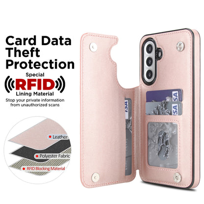 For Galaxy A56 A55 A54 A53 5G Case with RFID Blocking Card Holder Magnetic Clasp Flip Cover - Xxfsk Series