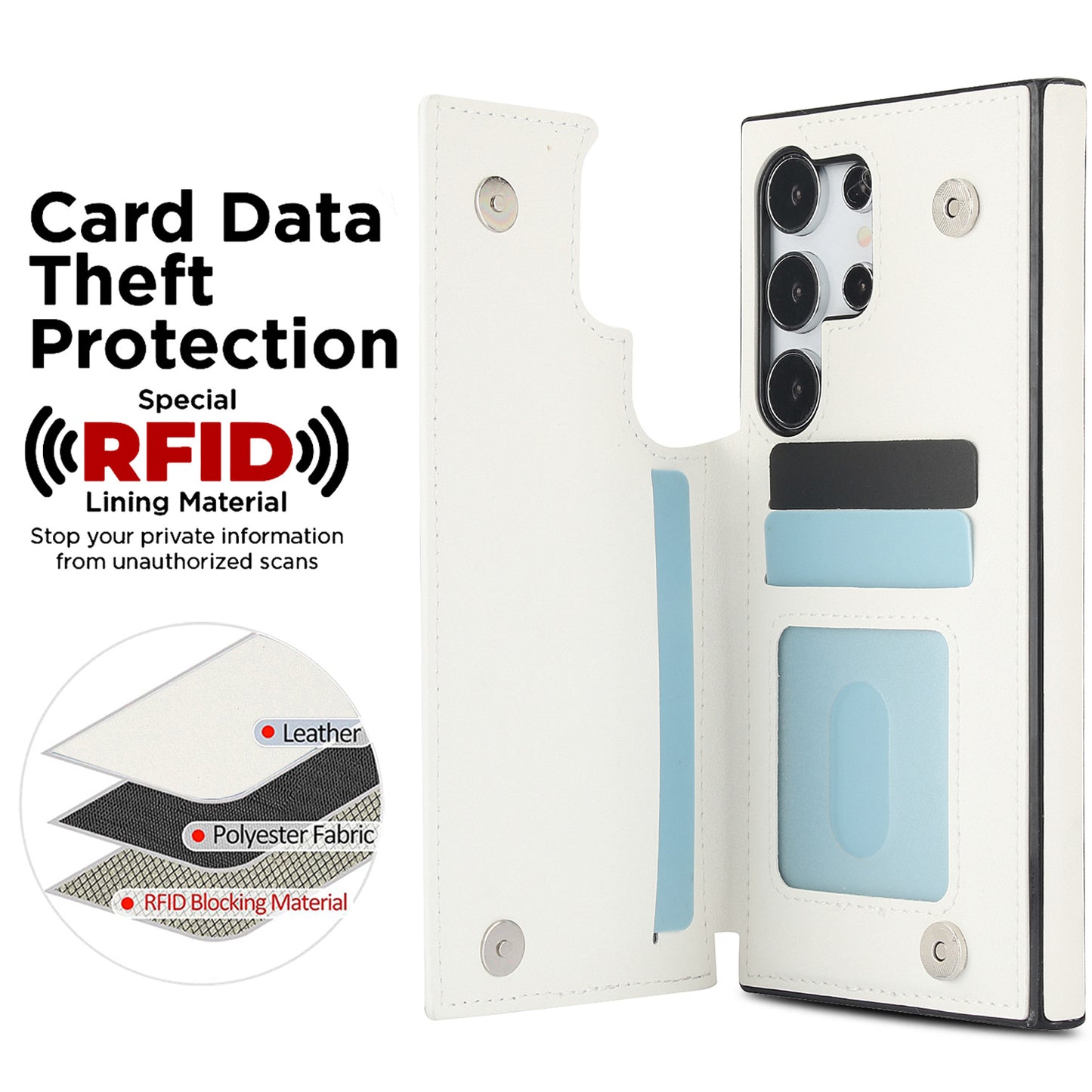 For Galaxy S25 S24 Ultra Case with RFID Blocking Card Holder Magnetic Clasp Flip Cover - Xxfsk Series