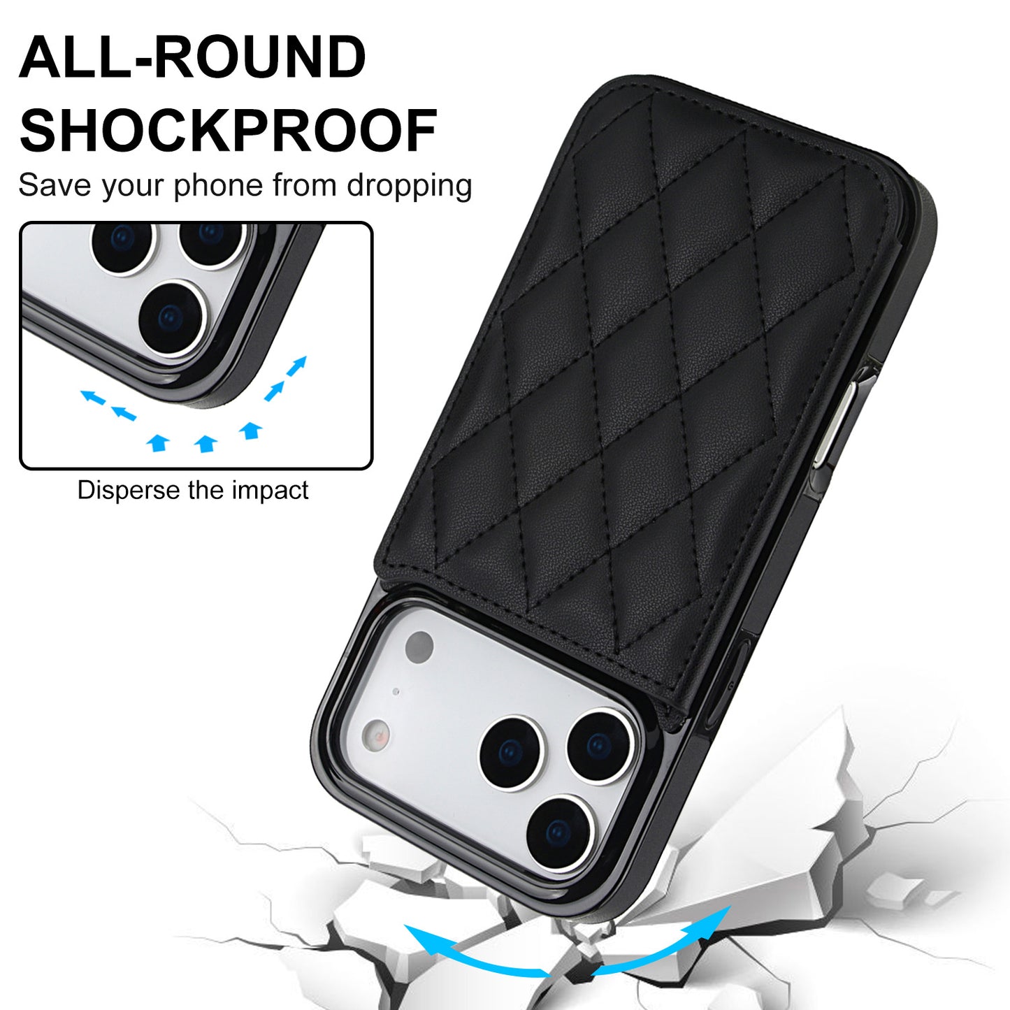For iPhone 17 16 15 Case with RFID Blocking Card Holder Magnetic Clasp Flip Cover - Xxfsk Series