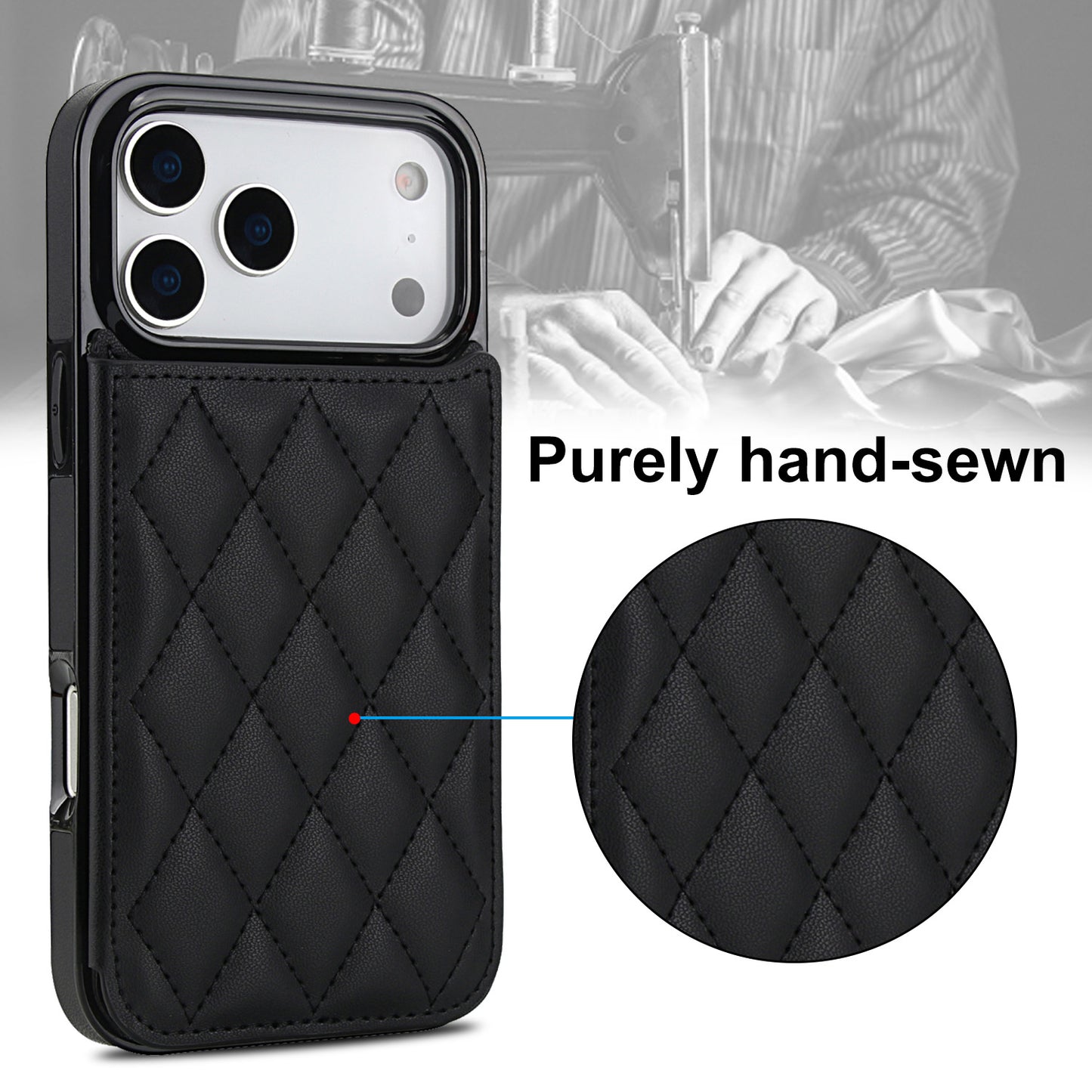 For iPhone 17 16 15 Case with RFID Blocking Card Holder Magnetic Clasp Flip Cover - Xxfsk Series