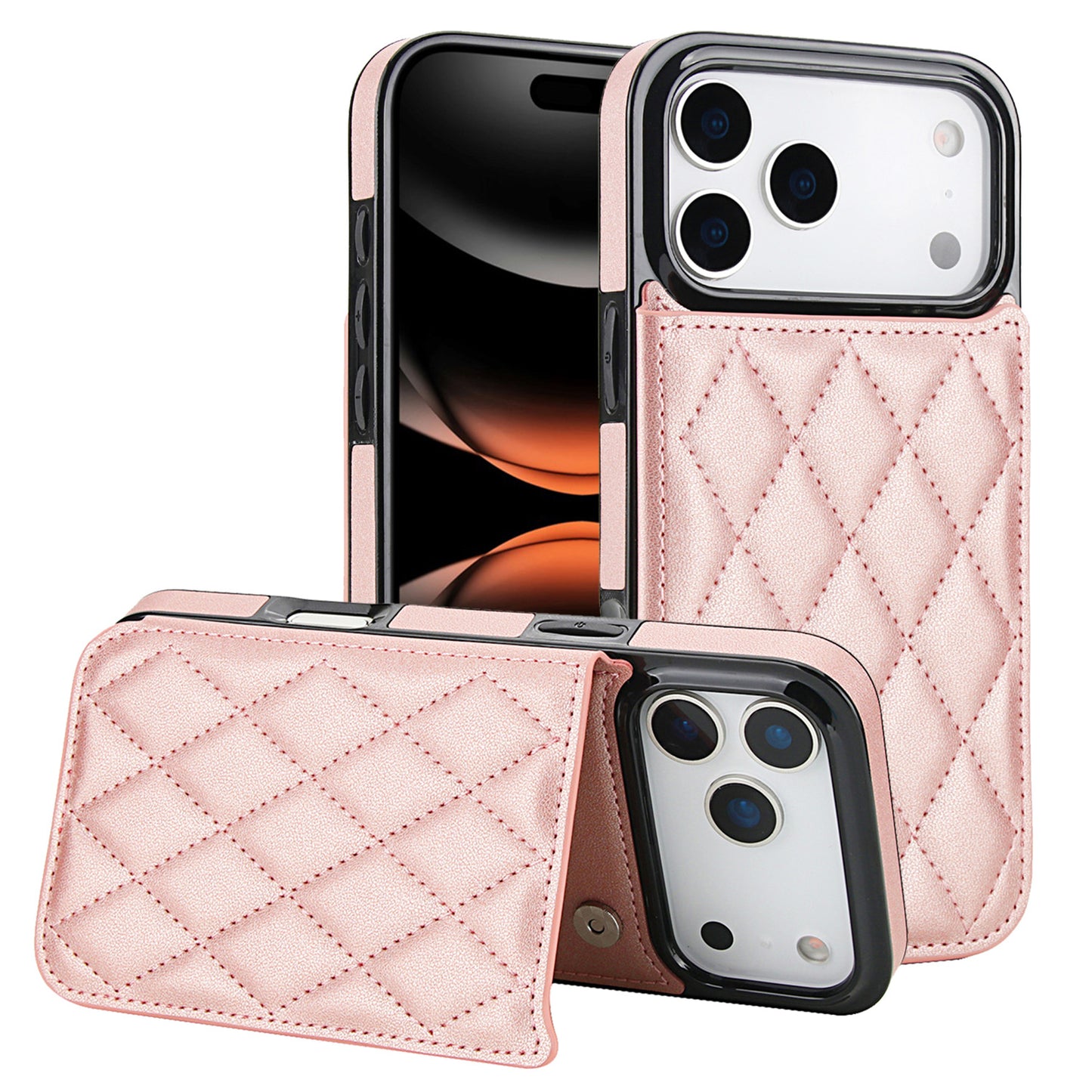 For iPhone 17 16 15 Case with RFID Blocking Card Holder Magnetic Clasp Flip Cover - Xxfsk Series