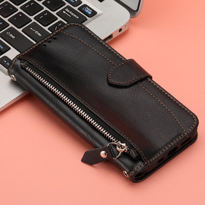 Wallet Case for iPhone 16e 15 Pro Max, PU Leather Zipper Pocket Flip Folio Phone Cover with Wrist Strap and Card Slots - Ypllgspt Series