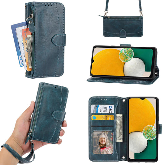 Wallet Case for Galaxy A56 A55 5G, PU Leather Zipper Pocket Flip Folio Phone Cover with Wrist Strap and Card Slots - Ypllgspt Series