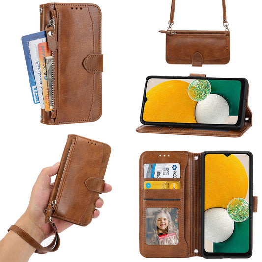 Wallet Case for Google Pixel 9A 8 Pro, PU Leather Zipper Pocket Flip Folio Phone Cover with Wrist Strap and Card Slots - Ypllgspt Series