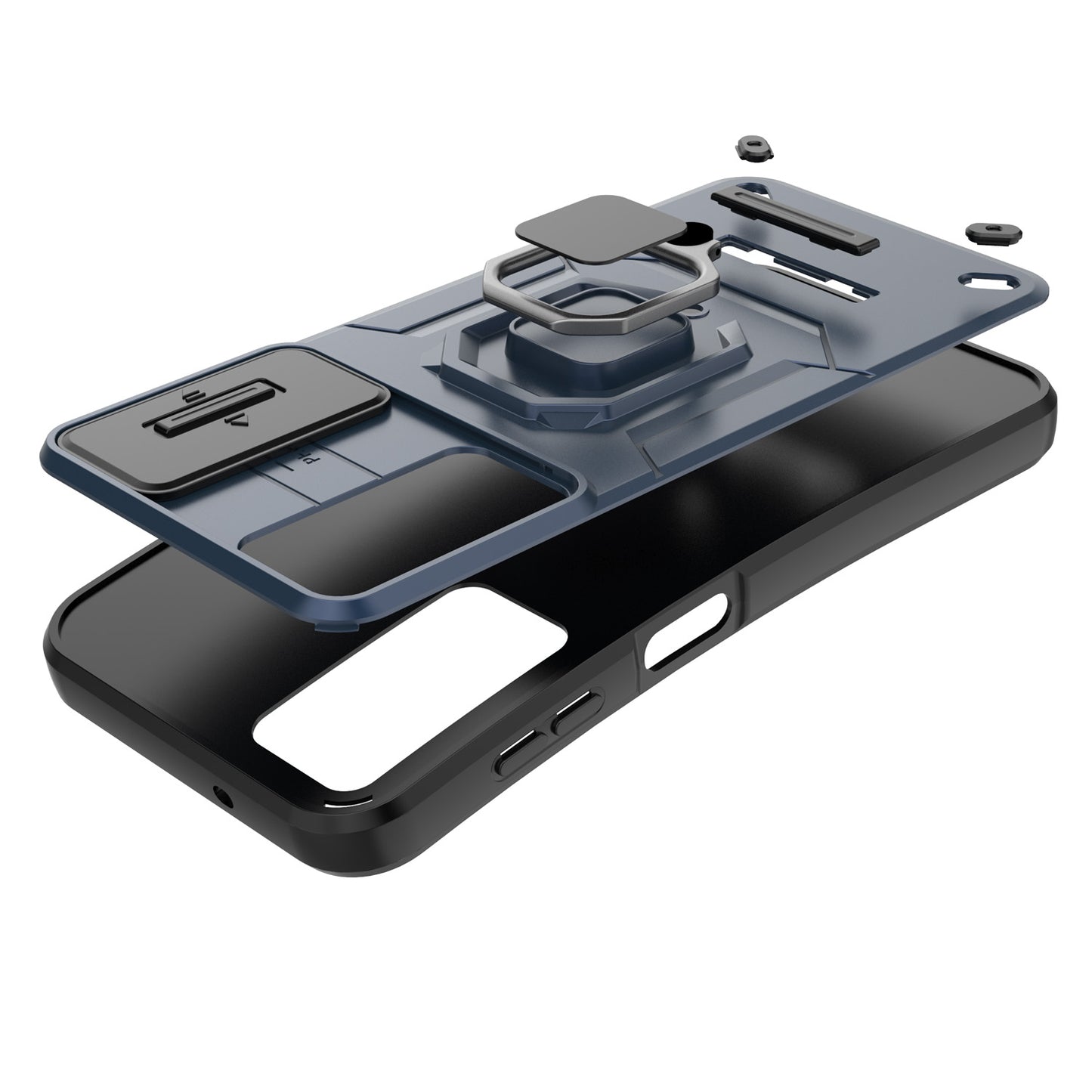For Galaxy A56 A55 5G Heavy Duty Shockproof Case with Built in Slide Camera Lens Cover and Kickstand - Zhandx Series