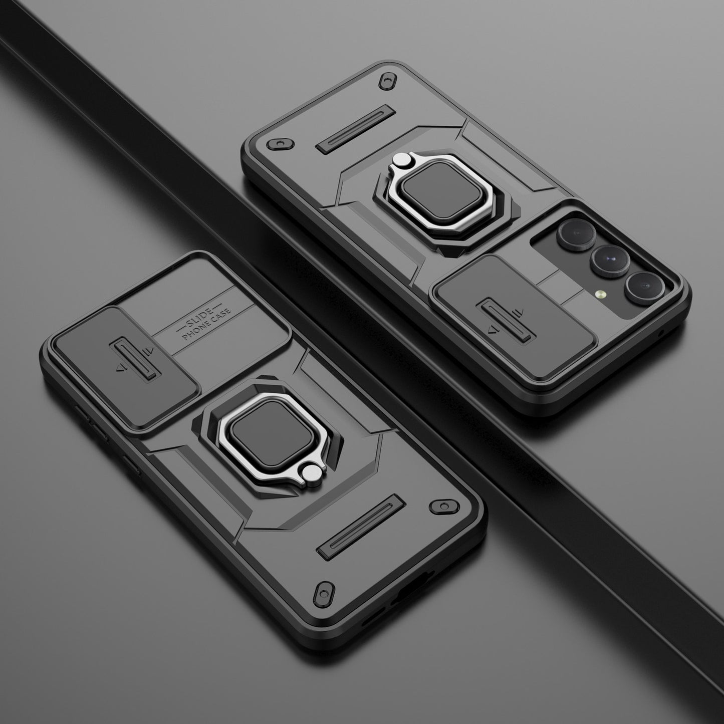 For Galaxy A56 A55 5G Heavy Duty Shockproof Case with Built in Slide Camera Lens Cover and Kickstand - Zhandx Series
