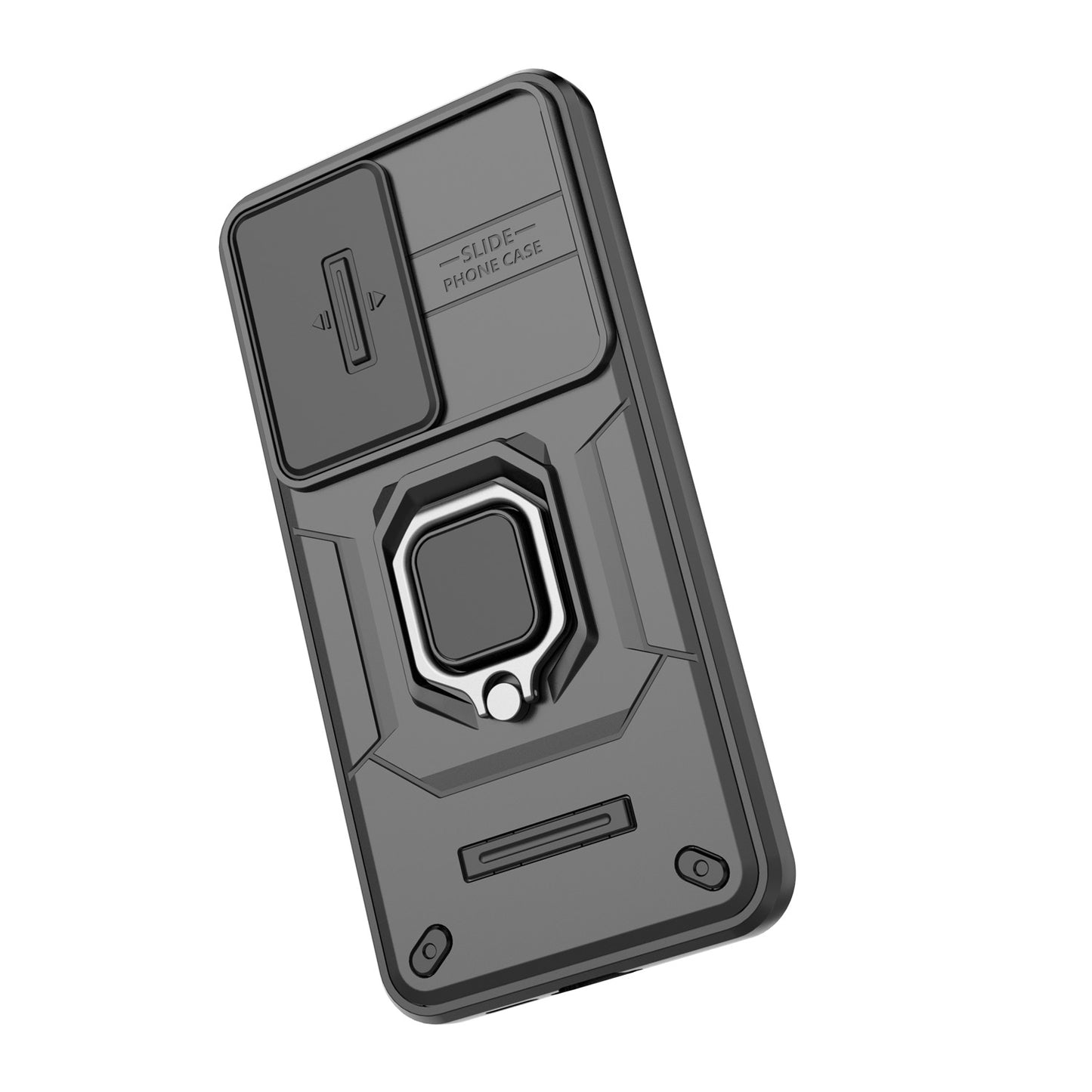 For Galaxy S25 Edge S24 Heavy Duty Shockproof Case with Built in Slide Camera Lens Cover and Kickstand - Zhandx Series