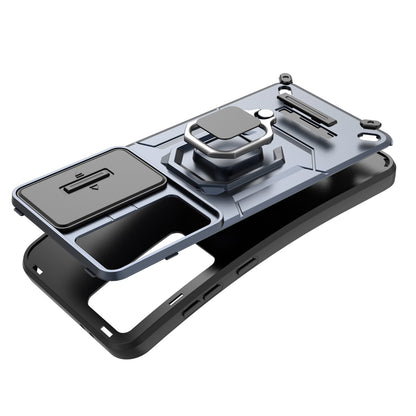 For Galaxy S25 Edge S24 Heavy Duty Shockproof Case with Built in Slide Camera Lens Cover and Kickstand - Zhandx Series