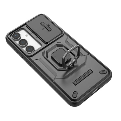 For Galaxy S25 Edge S24 Heavy Duty Shockproof Case with Built in Slide Camera Lens Cover and Kickstand - Zhandx Series