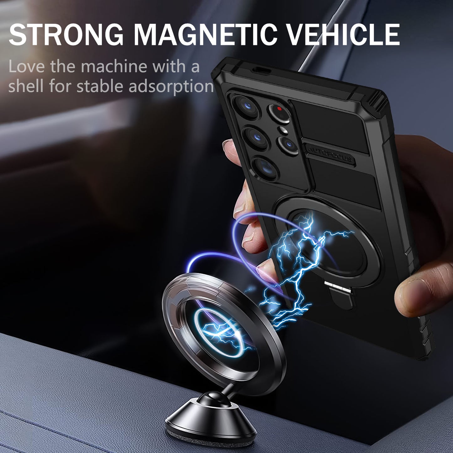 For Galaxy S25 S24 Ultra Case with Magnetic Invisible Kickstand, Compatible with MagSafe, Four Corners Shockproof Phone Cover - Zhidcx Series