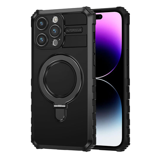 For iPhone 16 15 Pro Max Case with Magnetic Invisible Kickstand, Compatible with MagSafe, Four Corners Shockproof Phone Cover - Zhidcx Series