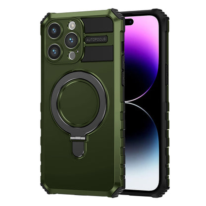 For iPhone 16 15 Pro Max Case with Magnetic Invisible Kickstand, Compatible with MagSafe, Four Corners Shockproof Phone Cover - Zhidcx Series