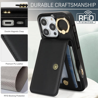 For iPhone 16e 15 Pro Max Wallet Case with Card Holder, Leather Protective Cover with Kickstand - Zhihqbk Series
