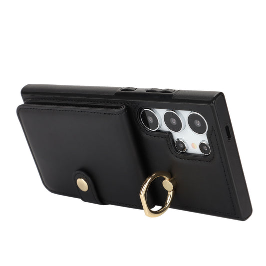 For Galaxy S25 Edge S24 Wallet Case with Card Holder, Leather Protective Cover with Kickstand - Zhihqbk Series