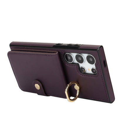 For Galaxy S25 Edge S24 Wallet Case with Card Holder, Leather Protective Cover with Kickstand - Zhihqbk Series