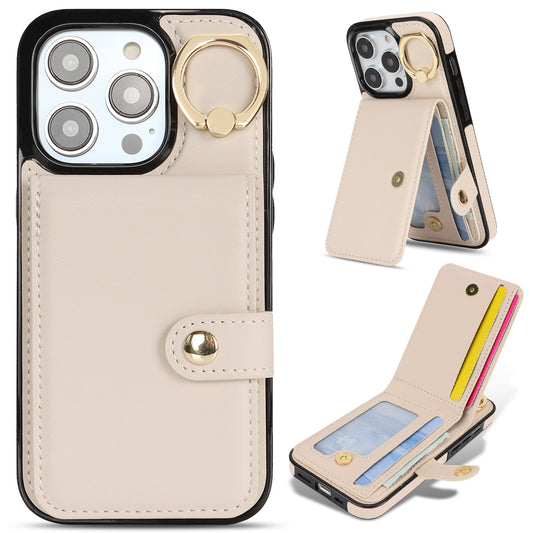 For iPhone 16e 15 Pro Max Wallet Case with Card Holder, Leather Protective Cover with Kickstand - Zhihqbk Series