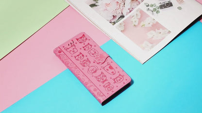 Wallet Case for Google Pixel 9A 8 Pro, Embossed Pattern Cartoon Style Crossbody Flip Phone Cover - Catdogyhgs Series