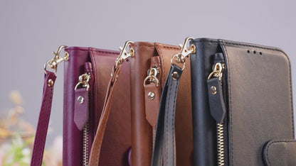 Wallet Case for iPhone 16e 15 Pro Max with Card Holder Soft PU Leather Flip Zipper Pocket Phone Cover - Ybdkallb Series