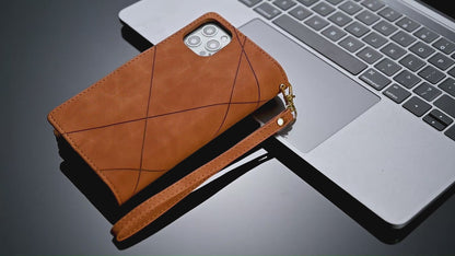 For Galaxy S25 Edge S24 Wallet Case with Card Holder and Magnetic Closure, PU Leather Zipper Flip Folio Cover - Xtpjdk Series