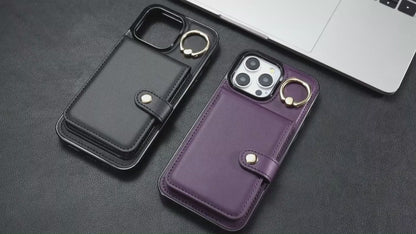 For iPhone 16e 15 Pro Max Wallet Case with Card Holder, Leather Protective Cover with Kickstand - Zhihqbk Series