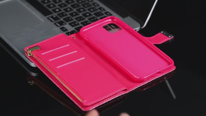 For Galaxy S25 Edge S24 Wallet Case with 9 Card Slots and Zipper Pocket, PU Leather Phone Cover - Dkxkld Series