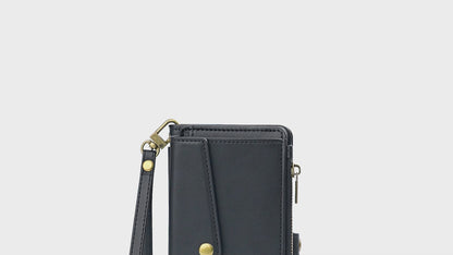 Crossbody Wallet Case for Galaxy S25 Edge S24 FE, 5-Card Holder Magnetic Snap Strap Zipper Pocket Phone Cover - Llckdgngs Series