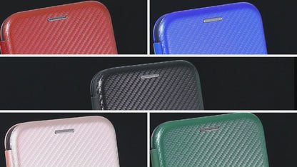 For Google Pixel 10 9 Pro XL Case with Card Holder, Magnetic Carbon Fiber Leather Folio Flip Hard Cover - Txwfgpt Series