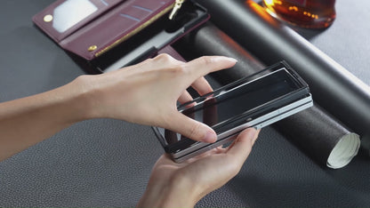 For iPhone 17 16 15 Pro Max Wallet Case, PU Leather Crossbody Phone Cover with Wrist Strap Zipper Card Holder - Pierfbq Series